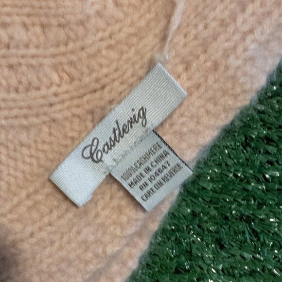 VINTAGE CASTLERIG CASHMERE SCARVE LIGHT CREAM PINK WOMENS WINTER CLASSIC - Picture 5 of 7